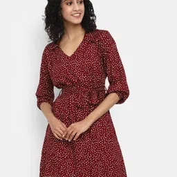 V-Mart Print Puff Sleeve Belted A-Line Dress-picture-25