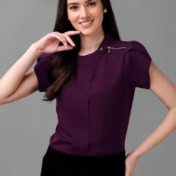 Kinjo Mandarin Collar Puff Sleeves Party Top With Flared Skirt-image-68