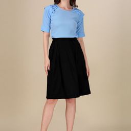 Kinjo Round Neck Short Sleeves Casual Top With Skirt-picture-36