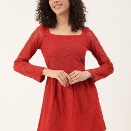 Maaesa Floral Lace Cotton Dress-image-22