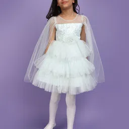 V-Mart Girls Sequinned Round Neck Fit & Flare Dress-image-69