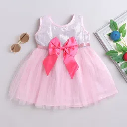 MANY FROCKS & Girls Embellished Bow Detail Sleeveless Net Fit & Flare Dress-picture-5