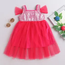 MANY FROCKS & Girls Square Neck Sequined Net Fit & Flare Dress-picture-39