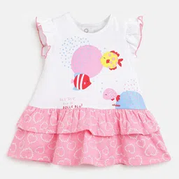Chicco Girls Graphic Printed Flutter Sleeves Cotton A-Line Dress-image-49