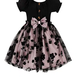 BAESD Girls Floral Embroidered Puff Sleeve Net Fit & Flare Dress-image-18
