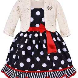 Wish Karo Girls Polka Dot Printed Cotton Fit & Flare Dress With Jacket-picture-23