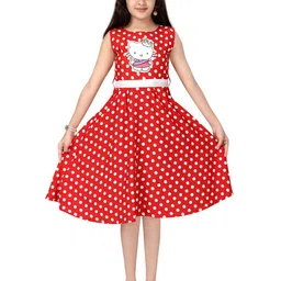 BAESD Girls Polka Dot Printed Cotton Fit & Flare Dress-picture-16
