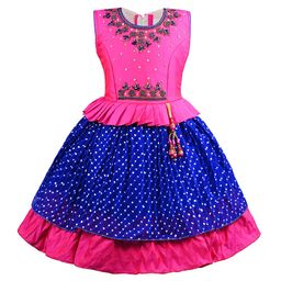 Wish Karo Girls Ethnic Motifs Printed Sequined Georgette Fit & Flare Dress-20