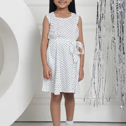 MINI & MING Girls Polka Dot Printed Tie-Ups A-Line Dress-picture-32