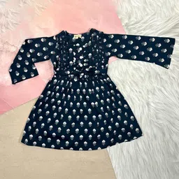 Bella Moda Girls Floral Printed Ruffled Pure Cotton Fit & Flare Dress-25