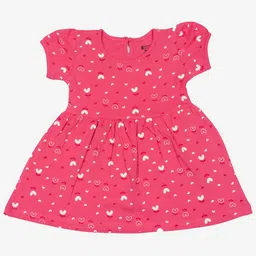 Bodycare Print Round Neck Puff Sleeves Cotton Fit & Flare Dress-image-26