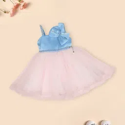 MeeMee Girls Bow Detailed Beaded Net Fit & Flare Dress-picture-8