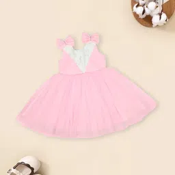 MeeMee Girls Bow Detailed Net Fit & Flare Dress-picture-7