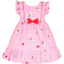 Wish Karo Girls Conversational Printed Gathered Fit & Flare Dress-image-45