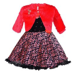 Wish Karo Girls Self Design Fit & Flare Dress With Jacket-image-75