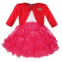 Wish Karo Girls Embellished Net Fit & Flare Dress With Jacket-picture-18
