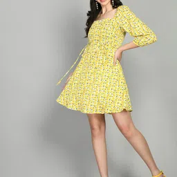 PRETTY LOVING THING Floral Printed Square Neck Fit & Flare Dress-image-90