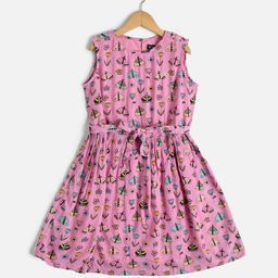 Allen Solly Junior Girls Conversational Print Fit & Flare Dress-image-58