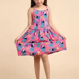 YK Girls Floral Printed Shoulder Straps Fit & Flare Dress-picture-14
