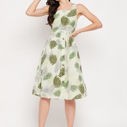 Madame Green Floral Print Fit & Flare Dress-picture-21
