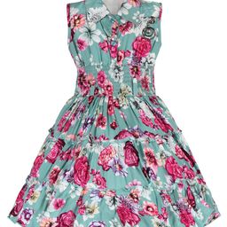 Wish Karo Girls Floral Printed Smocked Fit & Flare Dress-picture-34