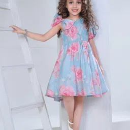 Peppermint Girls Floral Printed Smocked Fit & Flare Dress-image-37