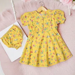 Bella Moda Girls Floral Printed Cotton Fit & Flare Dress With Bloomer-21