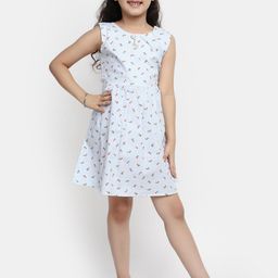 V-Mart Girls Conversational Printed Round Neck Sleeveless Cotton Fit & Flare Dress-picture-15