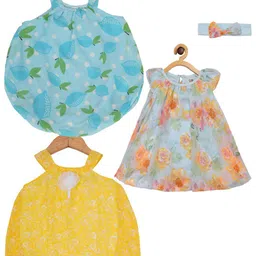 Creative Kids Infant Girls Pack Of 3 Floral Printed Romper Dress-picture-40