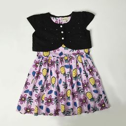 Bella Moda Girls Conversational Printed Cotton Fit & Flare Dress-picture-39