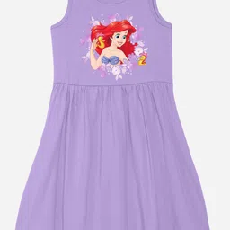 YK Disney Girls Printed Round Neck Cotton Fit & Flare Dress-28