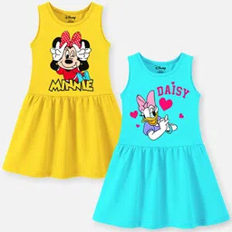 YK Disney Girls Pack of 2 Cartoon Characters Printed Fit & Flare Dress-picture-18