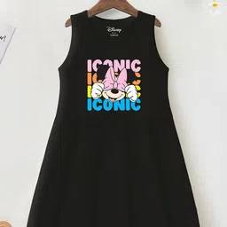 YK Disney Girls Minnie Mouse Graphic Printed Cotton A-Line Dress-image-5