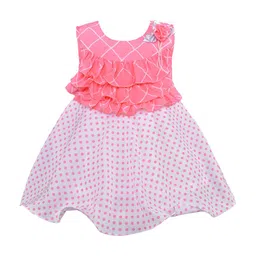 Wish Karo Girls Peach-Coloured Printed Fit and Flare Dress-image-27