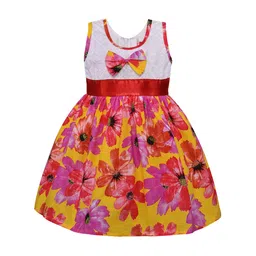 Wish Karo Girls Yellow Printed Fit and Flare Dress-image-65