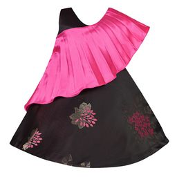 Wish Karo Girls Floral Printed Satin A-Line Dress-picture-2