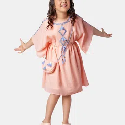 Peppermint Girls Embroidered Flared Sleeve Satin A-Line Dress-image-10