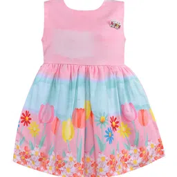 Wish Karo Pink Print Satin A-Line Dress-picture-50