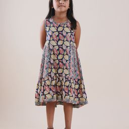Sangria Girls Tropical Printed Pure Cotton A-Line Dress-picture-20