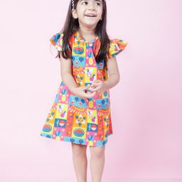 Ola! Otter Girls Conversational Printed Organic Cotton A-Line Dress-picture-37