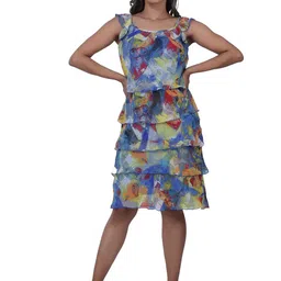 TSM Women Floral Printed Georgette A-Line Dress-image-53