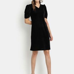 Golden Kite Black Velvet Sheath Dress-25