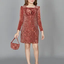 Peppermint Girls Embellished Bow Sheath Dress With Purse-image-42