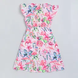Lazy Shark Girls Floral Print Flutter Sleeve Fit & Flare Dress image 2