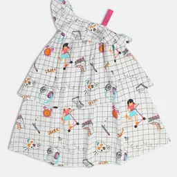 MINI KLUB Conversational Printed Shoulder Straps Fit and Flare Dress-image-14