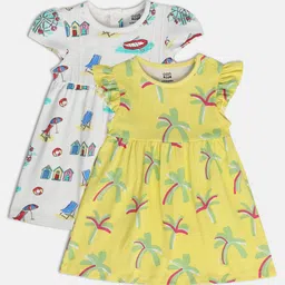 MINI KLUB Pack of 2 Conversational Print Cotton Fit & Flare Dress-image-94