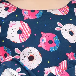 Pink Chick Girls Conversational Print Flutter Sleeve Net Fit & Flare Dress image 5