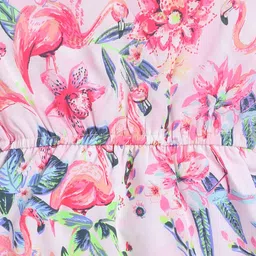Lazy Shark Floral Printed Flutter Sleeves Fit & Flare Dress image 3