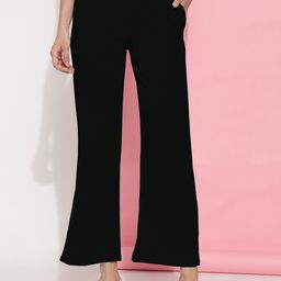 FITHUB Women Relaxed Straight Fit Midi-Rise Cotton Easy Wash Parallel Trousers-image-9