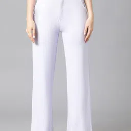 Kotty Women Purple Relaxed Straight Leg Straight Fit High-Rise Easy Wash Parallel Trousers-image-73